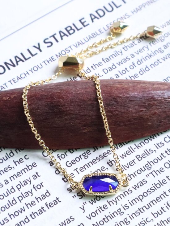 Kendra Scott Elaina 🎀 Gold Cobalt Cat's Eye Adjustable Chain Bracelet - Picture 1 of 2